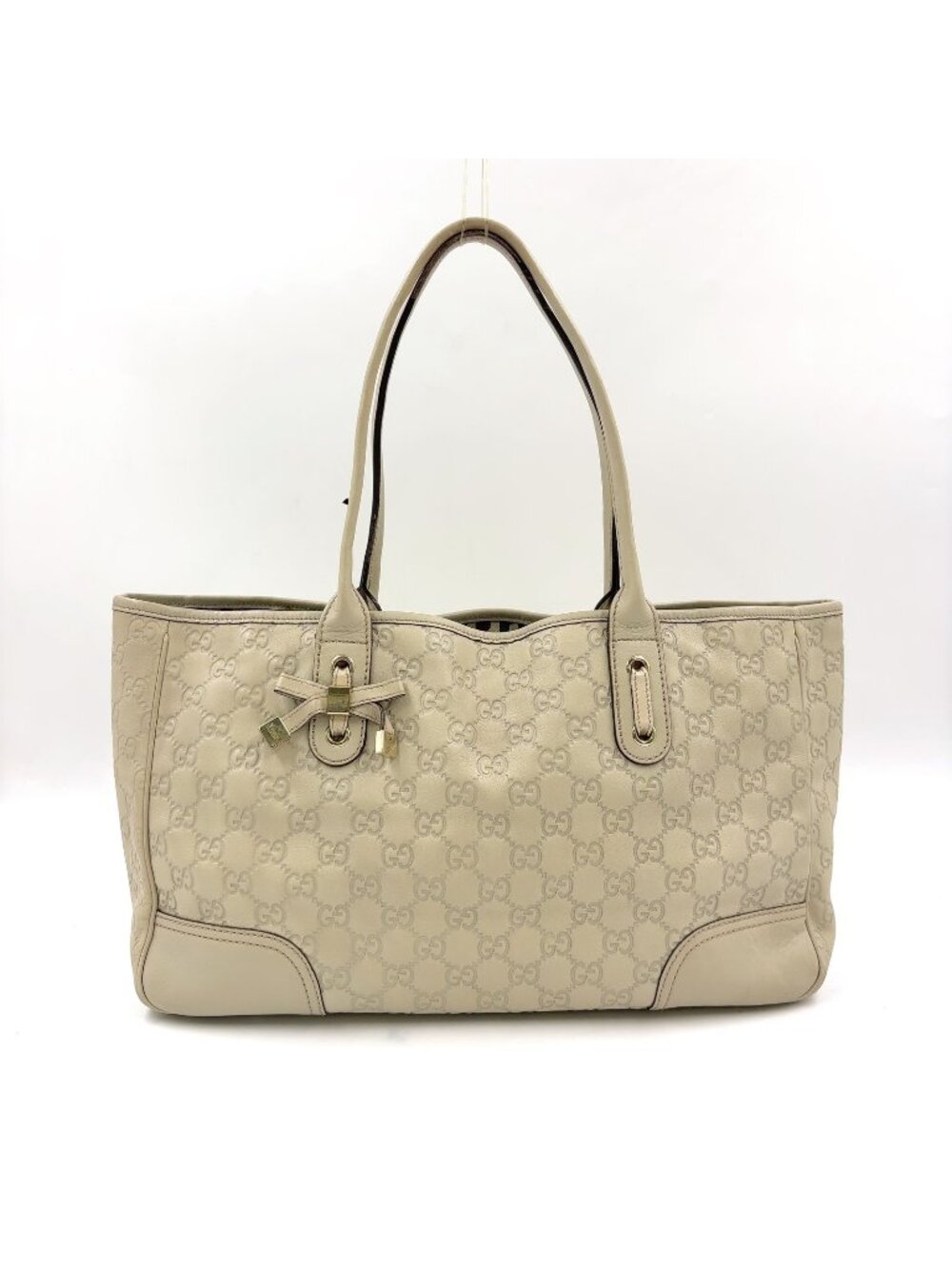 Gucci Princy Sherry Line Leather Ivory Tote Silver